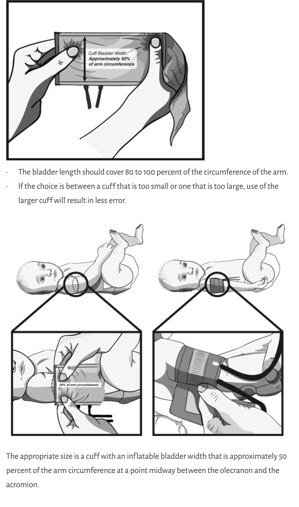 ￼ • The bladder length should cover 80 to 100 percent of the circumference of the arm. • If the choice is between a c...