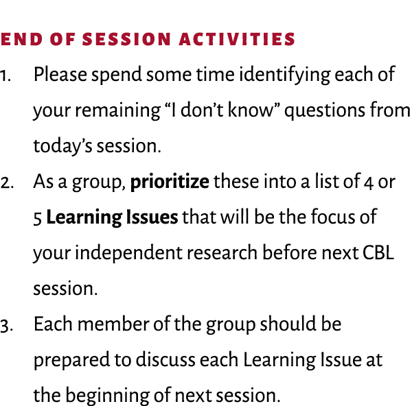 End of Session Activities 1. Please spend some time identifying each of your remaining “I don’t know” questions from ...