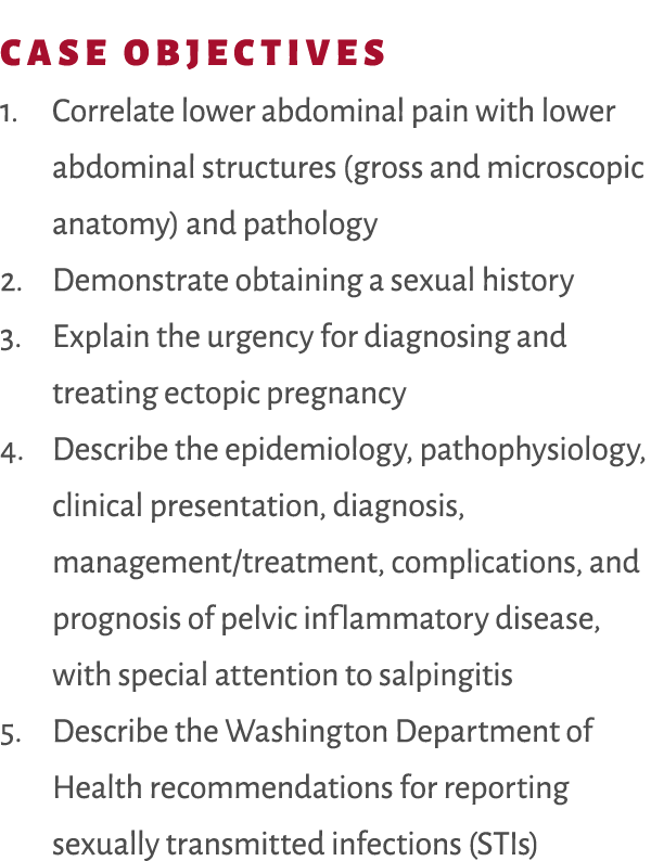 Case Objectives 1. Correlate lower abdominal pain with lower abdominal structures (gross and microscopic anatomy) and...