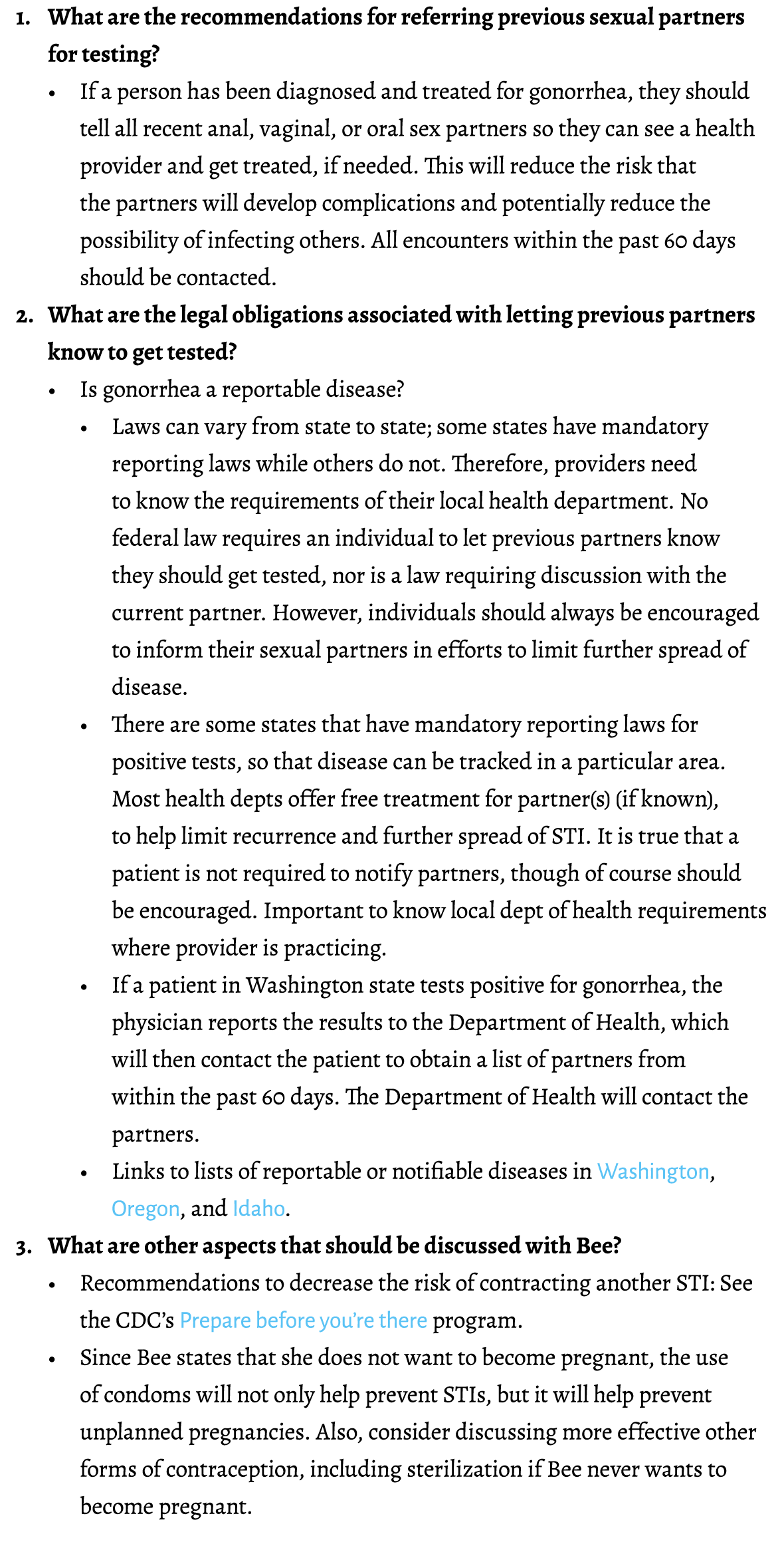 1. What are the recommendations for referring previous sexual partners for testing?  • If a person has been diagnosed...