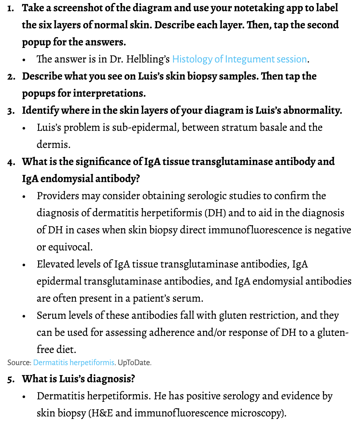 1. Take a screenshot of the diagram and use your notetaking app to label the six layers of normal skin. Describe each...