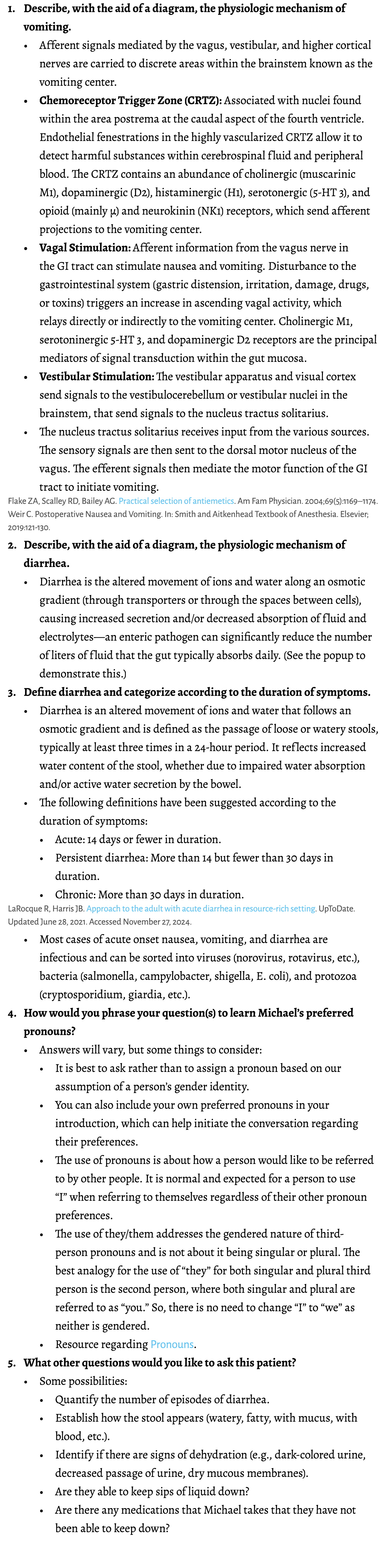 1. Describe, with the aid of a diagram, the physiologic mechanism of vomiting. • Afferent signals mediated by the vag...