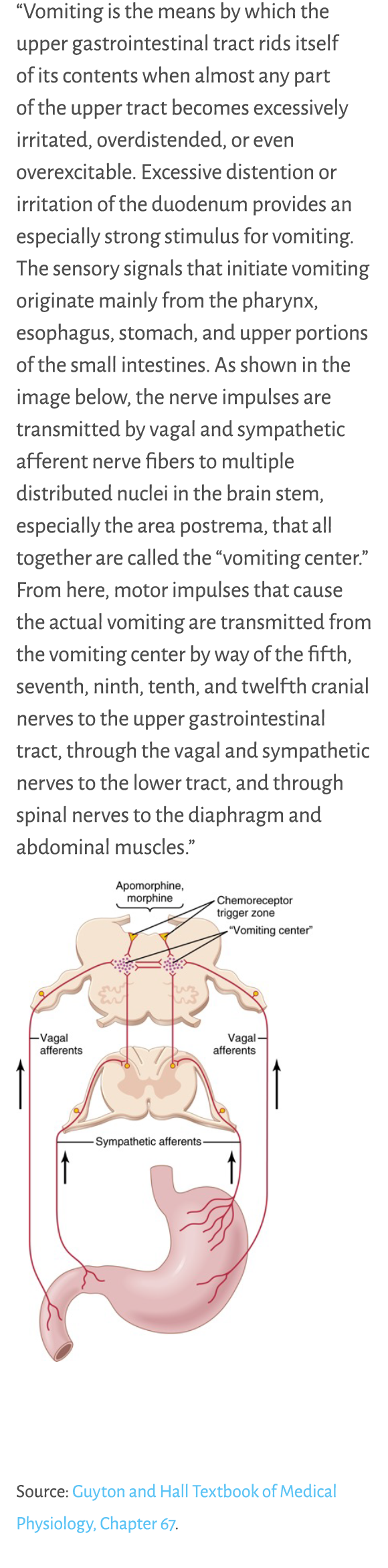 “Vomiting is the means by which the upper gastrointestinal tract rids itself of its contents when almost any part of ...