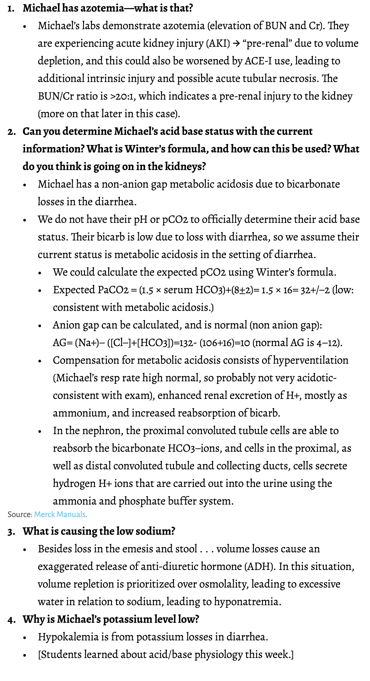 1. Michael has azotemia—what is that? • Michael’s labs demonstrate azotemia (elevation of BUN and Cr). They are exper...